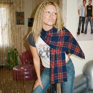 Blue and Red Plaid Patterned Scarf / Wrap